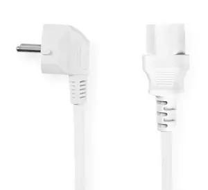 Nedis Netzkabel weiß / Netzkabel / Typ F - IEC-320-C13 / abgewinkelt / 10 A / 2 m