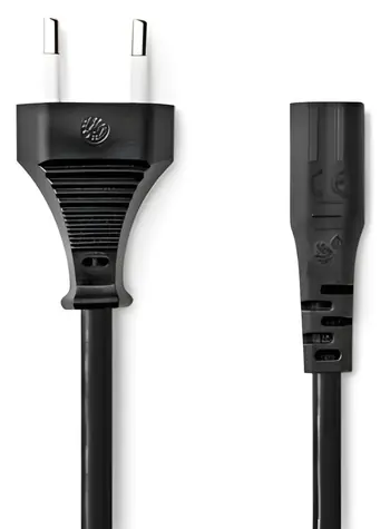 Nedis Stromkabel Euro-IEC320-C1 Schwarz / Stromkabel / vernickelt / 2 m / flach / PVC