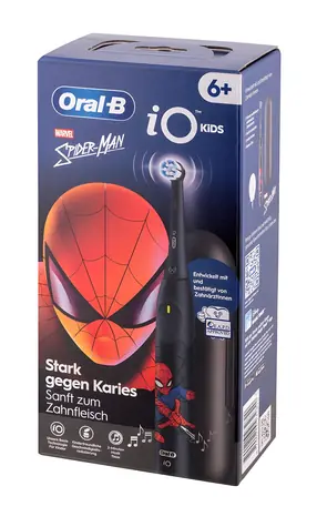 Oral-B iO Kids Spiderman schwarz / elektrische Kinderzahnbürste mit Timer / ab 6 Jahren / Reiseetui