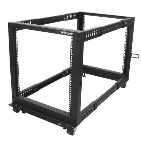 StarTech Open Frame 12U schwarz / Standrack / 19" / Tiefe verstellbar / Tragfähigkeit 544 kg