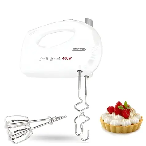 MpM MMR-25 weiß / Handmixer / 250 W / 5 Geschwindigkeitsstufen / Turbo