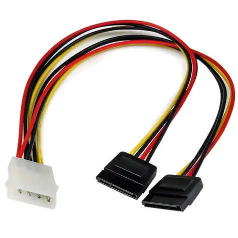 StarTech Strom-Y-Kabel Molex - 2x SATA / Stromkabel / Molex - 2x SATA 15-Pin / 0,3 m