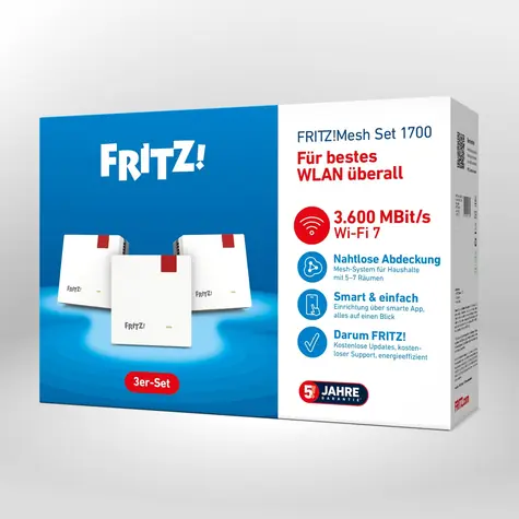 AVM FRITZ! Mesh Set 1700 3er-Set / Repeater / Wi-Fi 7 / 3600 Mbit/s / Mesh