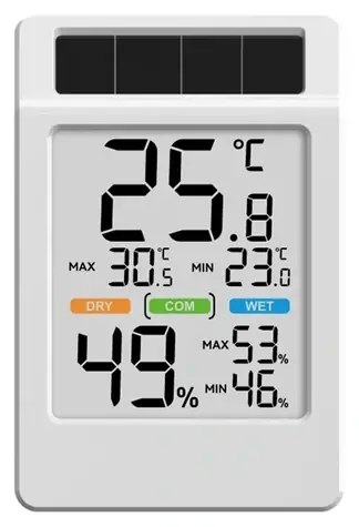 RainPoint BALDRTHERM B0590TH-V6 / Thermohygrometer / solarbetrieben / großes Display / Komfortindex