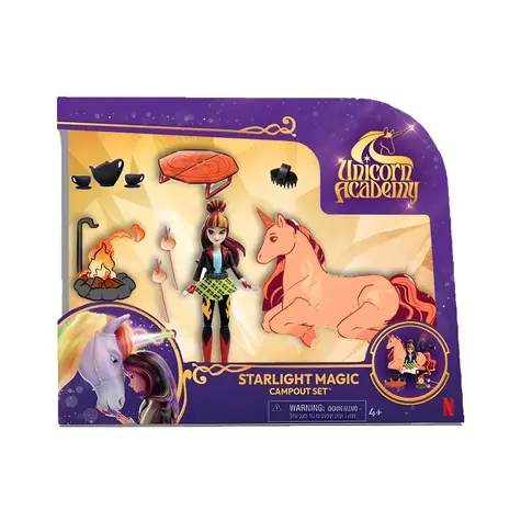 Spin Master Unicorn Academy Cinders Lagerfeuer-Spielset / Valentina-Puppe und Cinder-Einhorn / ab 4 Jahren
