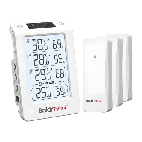 RainPoint BALDRTHERM B0598 / Wetterstation / 3x Funksensor / Reichweite 100 m / automatische Hintergrundbeleuchtung