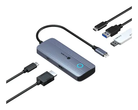 Icy Box IB-DK4081-SO Anthrazit / Dockingstation / USB-A / USB-C / HDMI 4K 60 Hz / PD 100 W