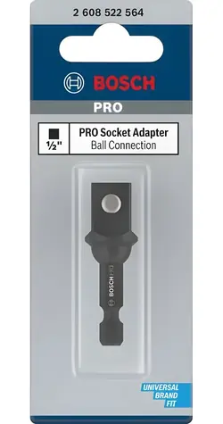 BOSCH Adapter für Steckschlüssel mit Kugel 1/2" / Adapter / Sechskant auf Vierkant / 50 mm / bis 80 Nm