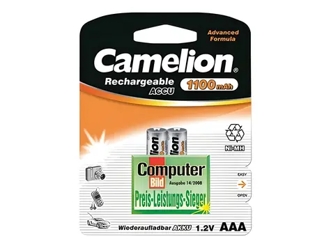 Camelion AAA (HR03) 1100 mAh / Wiederaufladbarer Akku / Ni-MH / 1,2 V / 2 Stück