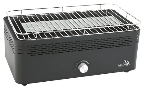 Cattara GREG / Tischgrill mit Holzkohle / Grillrost 44,5 x 25,5 cm / Anzündventilator