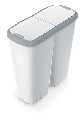 Prosperplast Abfallbehälter COMPACTA Q DUO Asche / 50 l / Kunststoff / hellgrauer Deckel