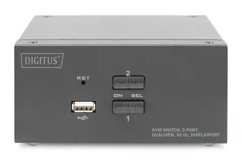 Digitus DS-12862 / KVM-Switch / DisplayPort / DualView / 2 Ports / 4K Ultra HD
