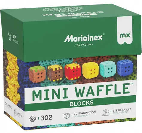 MARIOINEX Waffelbausteine Mini-Bauset / 303 Teile / 2 Figuren / ab 3 Jahren