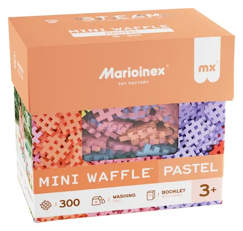 MARIOINEX Waffel Mini Pastell-Baukasten / 300 Teile / ab 3 Jahren / Aufbewahrungsbox