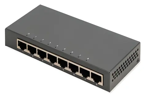 Digitus DN-80066-1 schwarz / Netzwerk-Switch / 8 Ports / Gigabit-Ethernet / unmanaged / lüfterlos