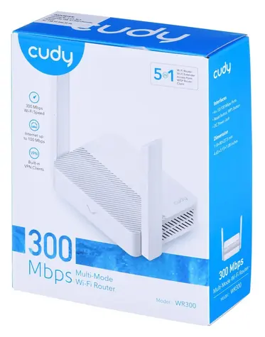 Cudy WR300 / Router / 1x WAN + 4X LAN 100 Mbit/s / 2,4 GHz 300 Mbit/s