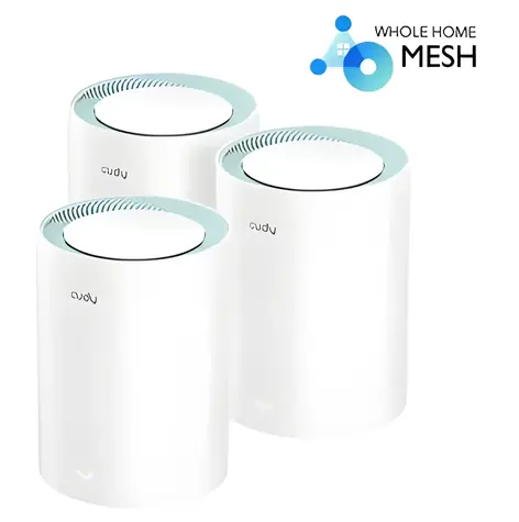 Cudy AC1200 WLAN-Mesh-System, 3 Stück / Dualband / 2,4 GHz 300 Mbit/s / 5 GHz 867 Mbit/s / 1x WAN, 1x LAN RJ45