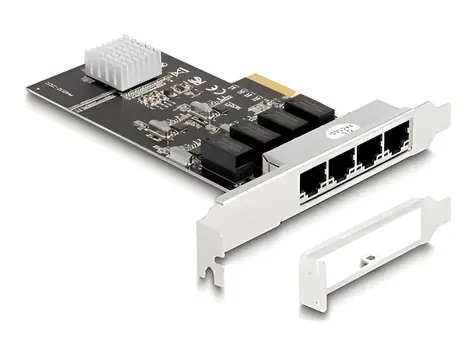 DeLock PCI Express x4 / Netzwerkkarte / 4X RJ45 / Gigabit-LAN / Realtek RTL8111H
