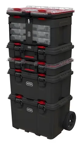 Keter Stack'N'Roll Organizer transparent, schwarz, rot / 10 Fächer / 51,5 x 11,5 x 34,5 cm