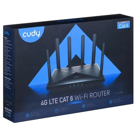 Cudy LT700 / 4G LTE Cat6 Router / 4X Gigabit LAN / 2,4 GHz 300 Mbit/s / 5 GHz 867 Mbit/s / Dual-SIM