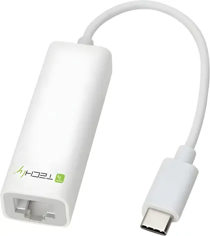 Techly USB-C auf Gigabit-Ethernet-Adapter, weiß / Adapter / USB-C / RJ45 / 10/100/1000 Mbit/s