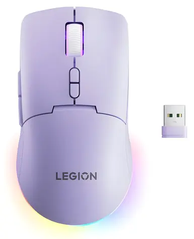 Lenovo Legion M220 lila / Kabellose Gaming-Maus / Optisch / 5000 DPI / USB + Bluetooth / RGB