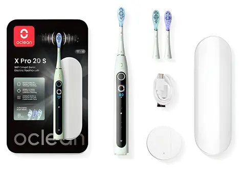 Oclean X Pro 20 SET weiß / Schallzahnbürste / 84.000 Schwingungen/Min. / 12 Reinigungszonen / Bluetooth / IPX7