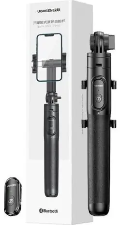 Ugreen Selfie-Stick mit Bluetooth-Fernauslöser, schwarz / Selfie-Stick / Bluetooth-Fernauslöser / 360° drehbar / bis zu 7,2 Zoll