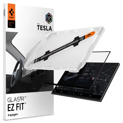 Spigen EZ Fit Klarglas / Schutzglas / TESLA Model YL 2026 / Montagerahmen / 9H gehärtetes Glas