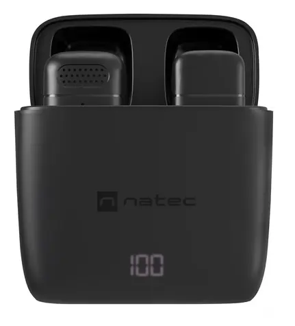 Natec Hopper Lavalier schwarz (NMI-2253) / Lavalier-Mikrofon / 2er-Set / kabellos / USB-C / 2,4 GHz