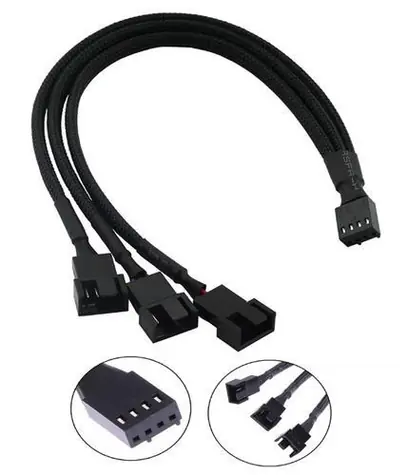 1stCool PWM-SPLIT-3 / PWM-Lüfterverteiler / 1x 4-Pin - 3x 4-Pin / 25 cm / ummantelt