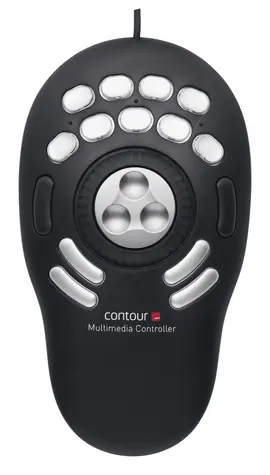 Contour Multimedia-Controller PRO v2, schwarz/silber / Ergonomische Maus / USB / für Rechts- und Linkshänder