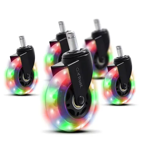 Trust GXT701 schwarze LED-Gaming-Stuhlrollen mit Gel-Hintergrundbeleuchtung (5er-Set)