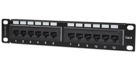Intellinet Patchpanel Cat6 UTP schwarz 12 Ports / Patchpanel / RJ-45 / 10" / 1 HE