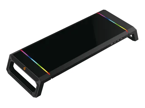 Conceptronic THORNE schwarzer Gaming-Monitorständer / RGB / 4X USB-A 2.0 / Schublade / Tragkraft 10 kg