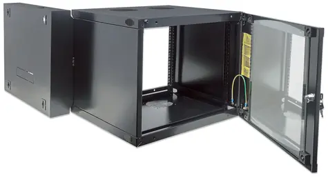 Intellinet Wandschrank 540x450 mm schwarz / Schrank / 19" / 6U / neigbarer Rahmen / Tragfähigkeit 30 kg