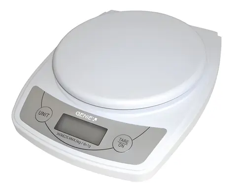 GENIE 3606 EDS Waage, weiß / Wiegekapazität 5 kg / Teilung 1 g / Tara-Funktion