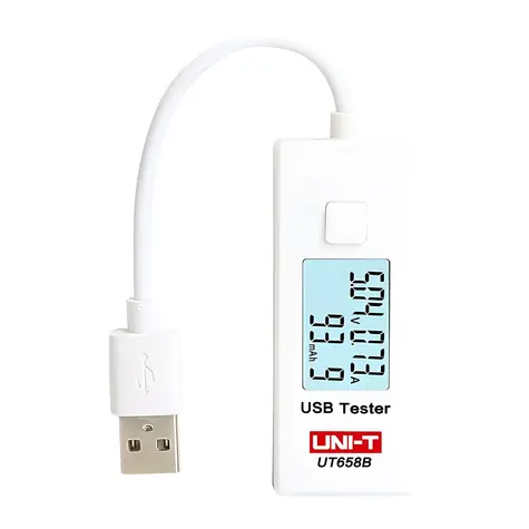 UNI-T UT658B / USB-Tester / 3-9 V / 0-3,5 A / LCD-Display