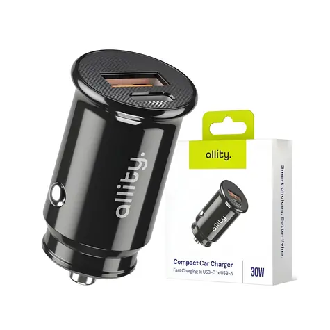 Allity ACC-100-30WAC schwarz / Kfz-Ladegerät / 30 W / USB-A + USB-C / PD / QC