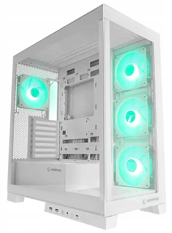 Rampage Hydra V2 weiß / Gehäuse / Aquarium-Design / 4X ARGB-Lüfter