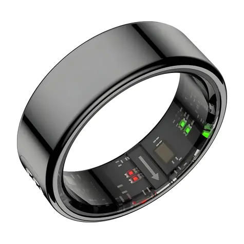 Colmi R12 Größe 9, 19,1 mm, schwarz / Smartring / LED-Anzeige / Bluetooth 5.0 / 1 ATM / 3-5 Tage Akkulaufzeit