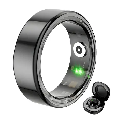 COLMi R02 schwarz, Größe 8 (18,1 mm) / Smartring / SpO2 / Herzfrequenz / Schlafüberwachung / Bluetooth 5.0 / IP68 / Ladecase