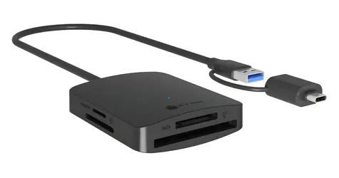 Icy Box IB-CR302-CU3 schwarz / Externer Speicherkartenleser / 4-in-1 / USB-A & USB-C 3.2 Gen 1
