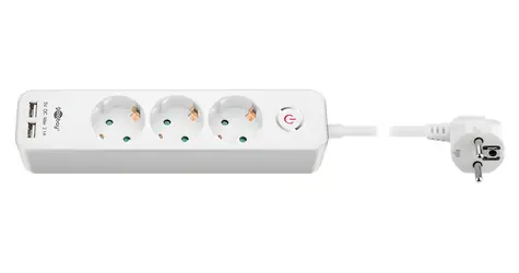 Goobay 41264 weiß / Steckdosenleiste / 3x Steckdosen / Schalter / USB