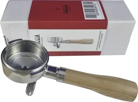 Gaggia Hebel Doppelauslauf Edelstahl, Eschenholz / Hebel für Kaffeemaschine / Doppelauslauf / kompatibel mit Gaggia