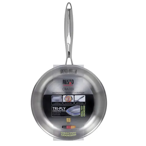 RESTO 95002 Bratpfanne CRATER 26 cm / Klassische Pfanne / Dreilagig Edelstahl/Aluminium