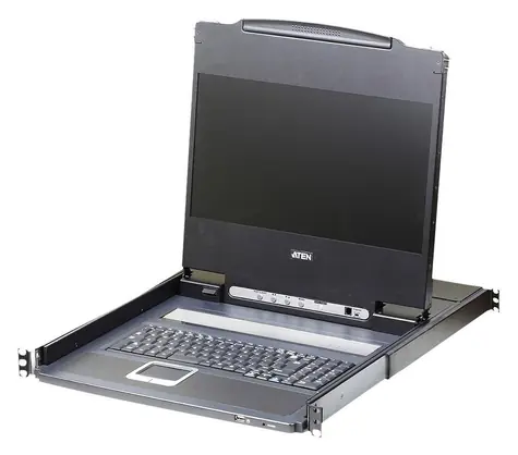 Aten Konsole 17,3" LCD FullHD schwarz / KVM-Konsole / DVI/HDMI / USB / 19" 1HE Rack / Tastatur, Touchpad