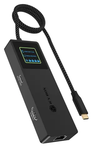 Icy Box IB-DK4038-LCD Anthrazit / Dockingstation / LCD-Display / HDMI 4K 60 Hz / USB-C PD 100 W