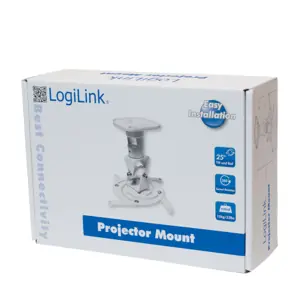 LogiLink BP0003 weiß / Deckenhalterung für Projektoren / bis 15 kg / Neigung 0-25° / Drehung 360°