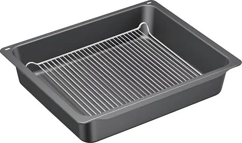 BOSCH HEZ633070 Anthrazit / Bratpfanne mit Rost / emailliert / bis 300 °C / 2-teiliges Set